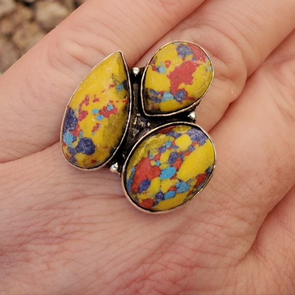 New Mosaic Balloon Jasper 925 Silver Ring. - Picture 4 of 12